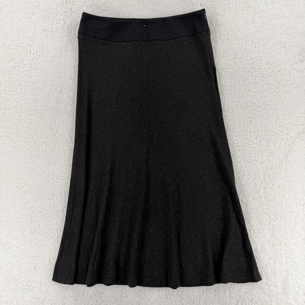 Ralph Lauren Skirt Womens 4 Gray Knit A Line Midi Viscose Zip Flared Black Label